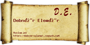 Debnár Elemér névjegykártya
